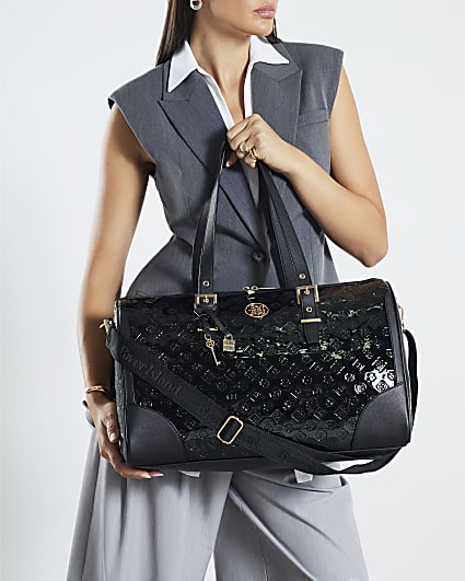 Black Patent Monogram Charm Holdall bag