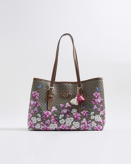 Brown Morgan Floral Monogram Shopper Bag