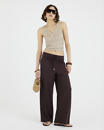 Brown Drawstring Joggers Set