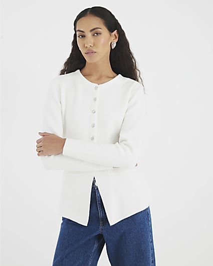White Button Up Cardigan