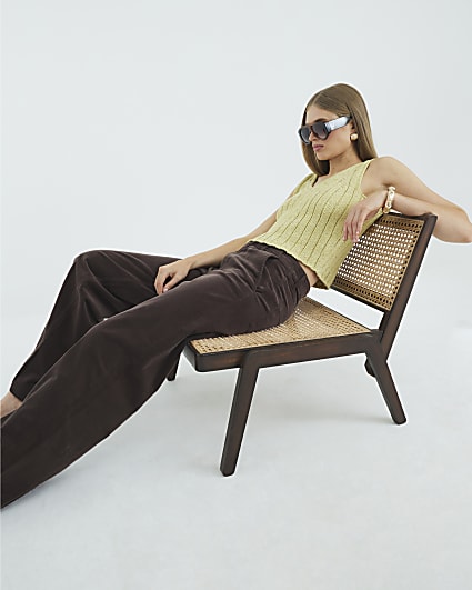 Brown Corduroy Wide Leg Trousers