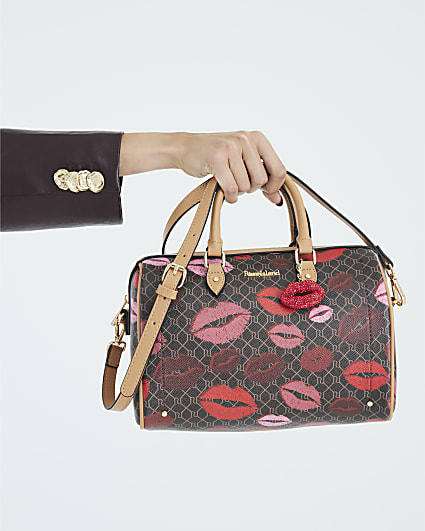 Brown Morgan Lips Monogram Cross body Bag