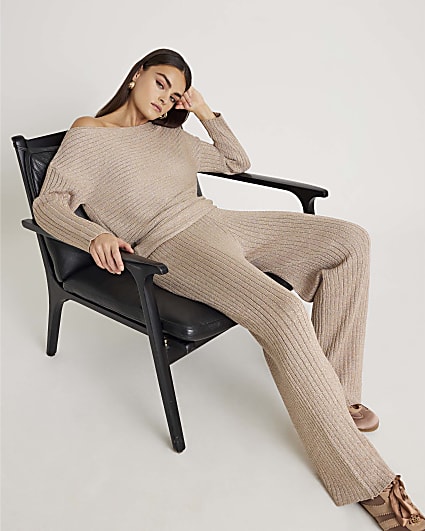 Gold Glitter Wide Leg Trousers