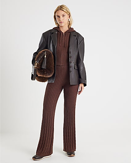 Brown Cable Knit Trousers