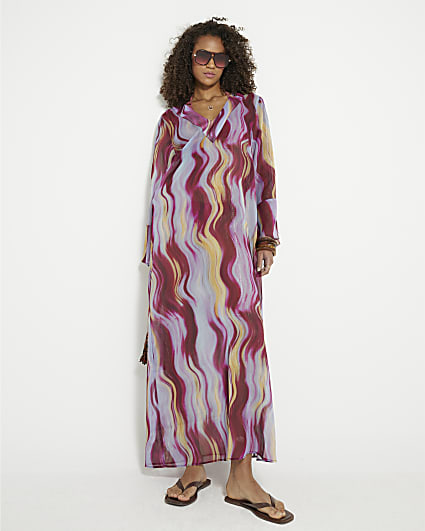 Multi Coloured Printed Maxi Tunic Dress