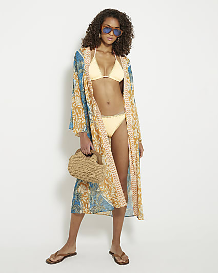 Blue Printed Longline Kimono