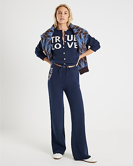 Navy True Love Cardigan Trousers Set