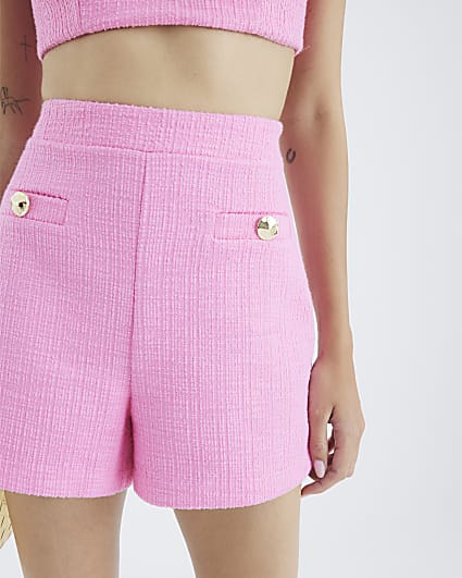 Pink Boucle Shorts
