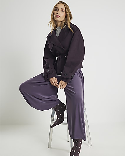 Purple Cropped Trench Coat