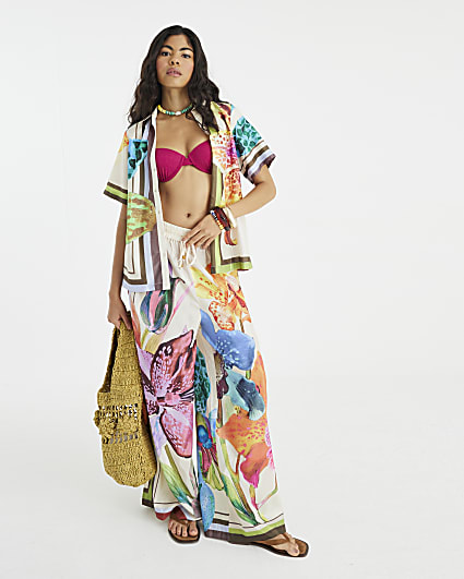 Multi Colour Tropical Print Beach Shirt