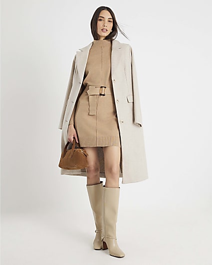 Brown Belted Jumper Dress