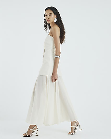 RI Studio Cream Hybrid Sheer Maxi Dress