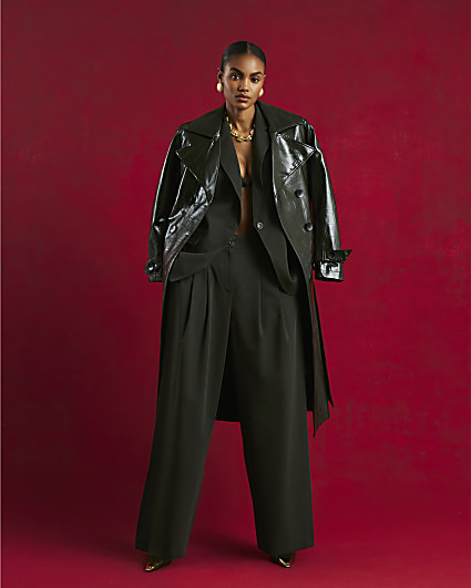Green Wide Leg Tailored Trousers