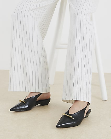 Black Pointed Slingback Shoes