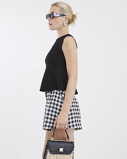 Black Sleeveless Peplum Top