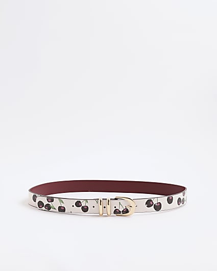 White Cherry Printed Belt