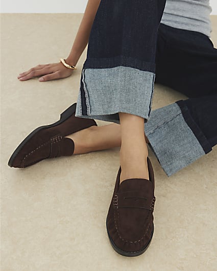 Brown Ruched Loafers