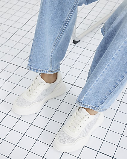 Silver Heatseal Mesh Trainers