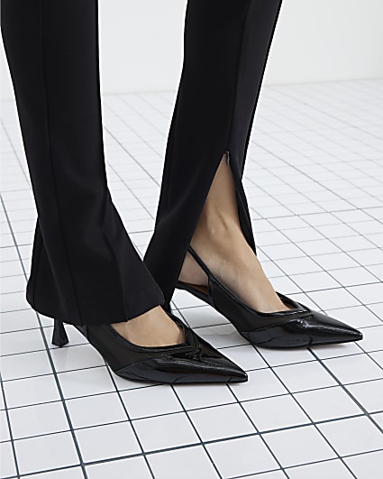 Black Sling Back Mesh Court Heels
