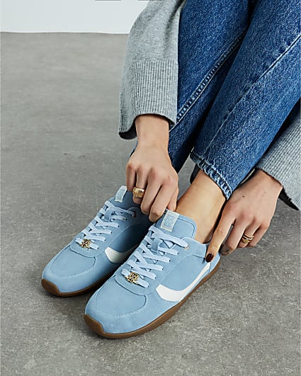 Blue Lace Up Cup Sole Trainers