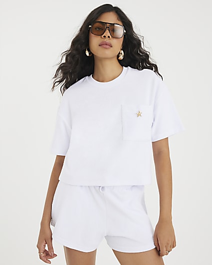 White Short Sleeve Towelling T-shirt