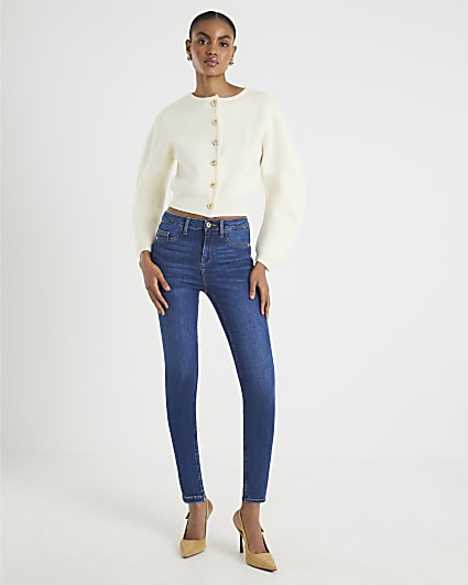 Blue Mid Rise Sculpt Skinny Jeans