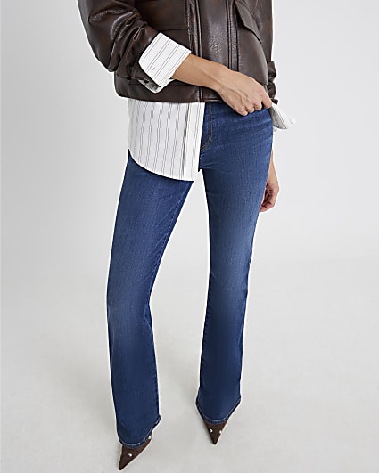 Blue Mid Rise Bootcut Jeans