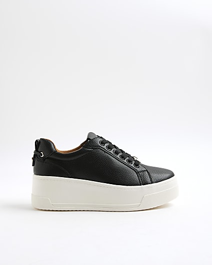 Black Platform Lace Up Trainers