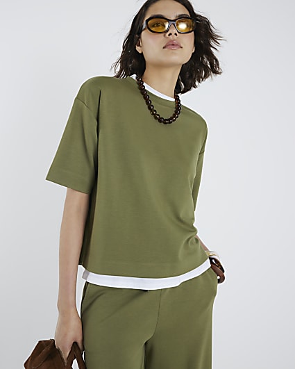 Khaki Premium Short Sleeve Boxy T-shirt