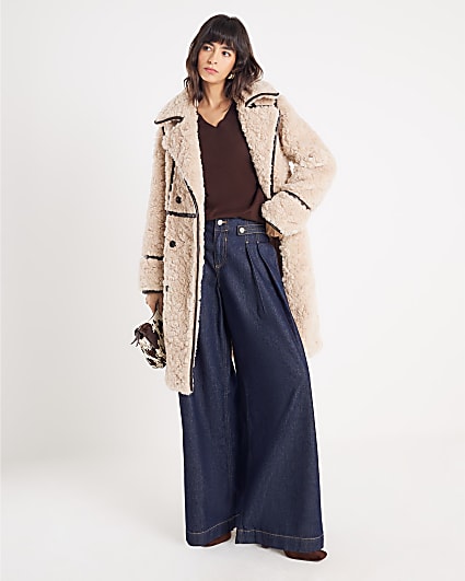 Brown High V neck Jumper