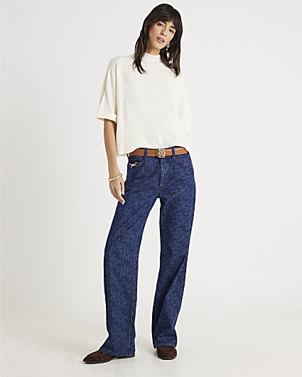 Cream Knitted Turn Back Cuff Top