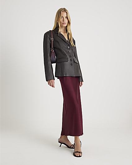 Red Satin Maxi Skirt