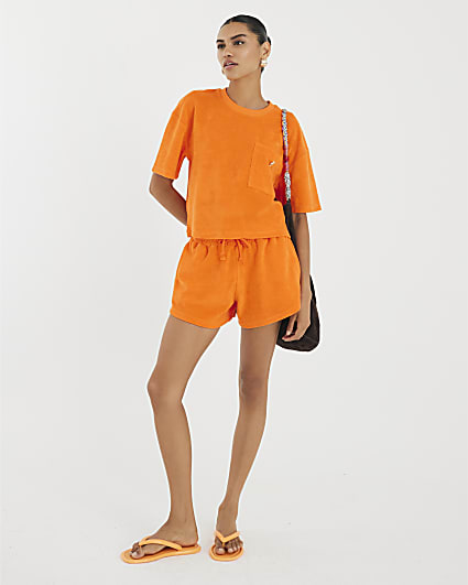 Orange Towelling Shorts