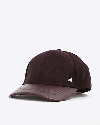 Red Faux Suede Cap