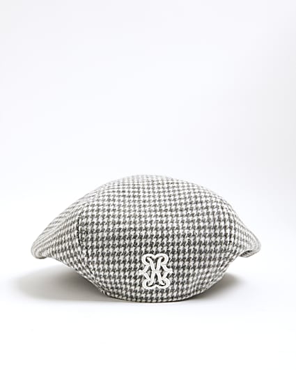 Grey Dogtooth Check Beret