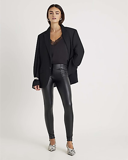 Black High Waisted Faux Leather Leggings