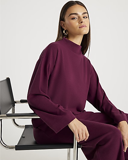 Red Cosy High Neck Top