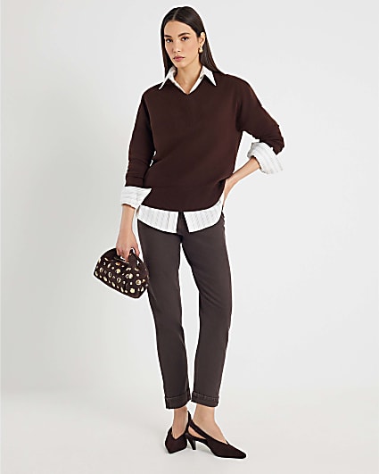 Brown Mid Rise Mom Sculpt Jeans