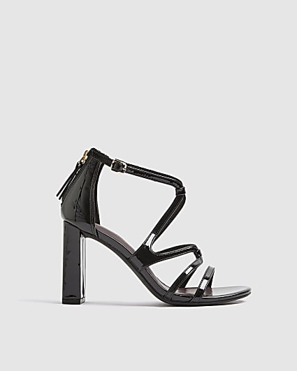 Black Strappy Block Heel Sandals