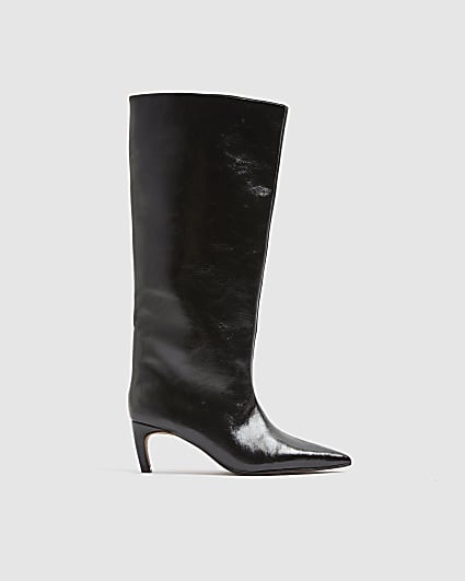 Black High Shine High Leg Boots