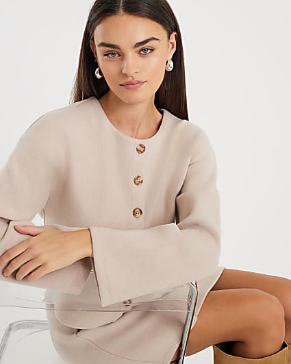 Beige Cosy Button Through Cardigan