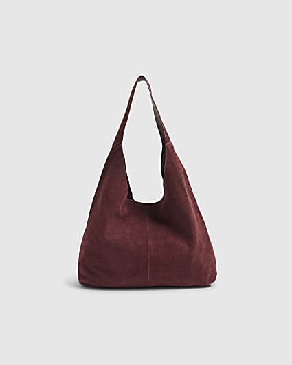 Red Suede Slouch Shopper Bag