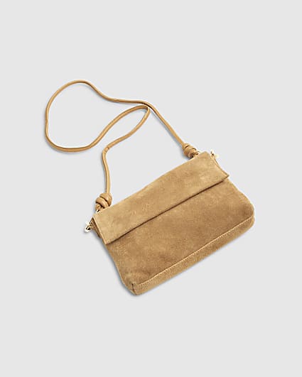 Beige Suede Cross Body Bag