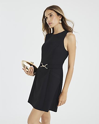 Black Snaffle Front Mini Dress