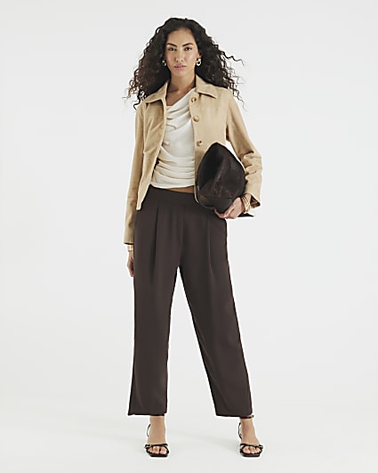 Brown Barrell Leg Trousers