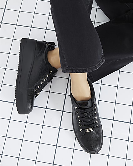 Black Platform Lace Up Trainers
