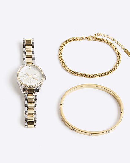 Gold Watch And Bracelet Multipack
