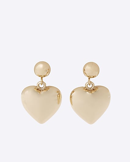 Gold Heart Drop Earrings