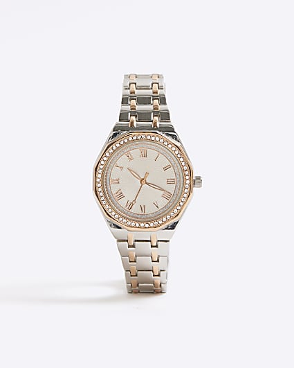 Silver And Rose Gold Watch