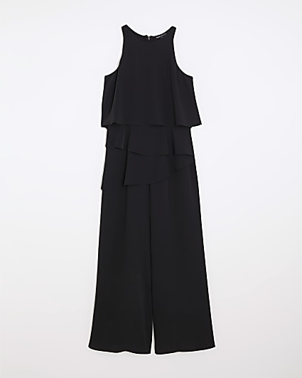 Petite Black Layered Wide Leg Jumpsuit